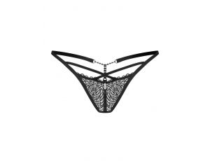 Stringi Obsessive Iliosa koronkowe z łańcuszkami czarny S/M