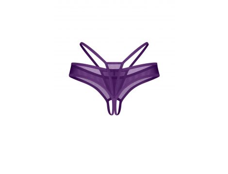 Fioletowe stringi bezkroczowe siateczkowe Obsessive 2XL/3XL - 4