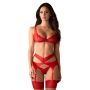 Komplet koronkowy Obsessive Cupide Desir czerwony 2XL/3XL - 4