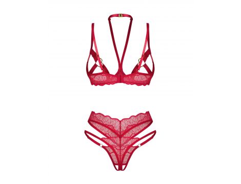 Komplet bielizny Obsessive Cupide Desir otwarty czerwony S/M - 2