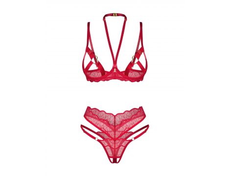 Komplet bielizny Obsessive Cupide Desir otwarty czerwony S/M - 3