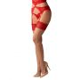 Pończochy Obsessive Cupide Desir beżowe z czerwoną koronką L XL - 2