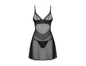 Koszulka nocna Stelisa Obsessive czarna z stringami S/M