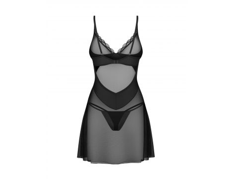 Siateczkowa czarna koszulka nocna Stelisa z stringami Obsessive 2XL/3XL - 3