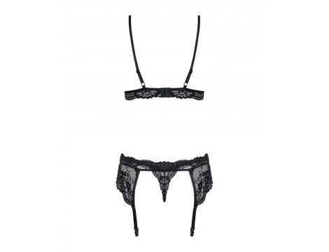 Komplet bielizny Obsessive z pasem do pończoch czarny S/M - 2
