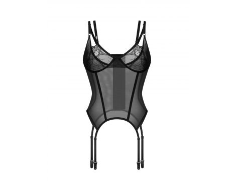 Gorset Arrowel transparentny koronkowy Obsessive czarny S/M - 2