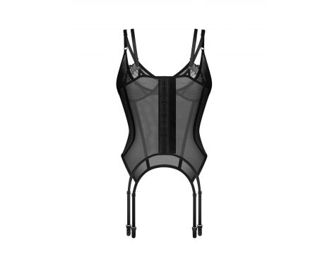 Gorset Arrowel transparentny koronkowy Obsessive czarny S/M