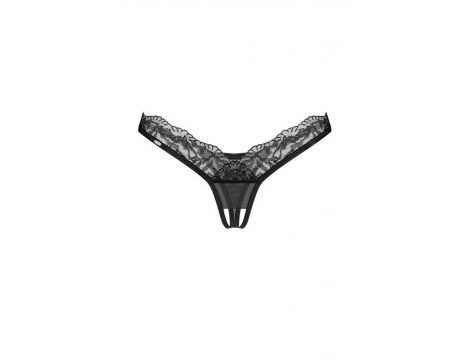 Stringi koronkowe otwarte Obsessive Arrowel czarne L/XL