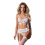Otwarty trzyczęściowy komplet bielizny Premisis White Obsessive 2XL/3XL - 4