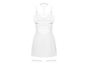 Koronkowe body z fiszbinami Obsessive Arrowel White 2XL/3XL