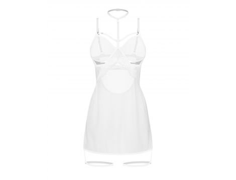 Koronkowe body z fiszbinami Obsessive Arrowel White 2XL/3XL