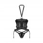 Gorset koronkowy Alliane i stringi Obsessive czarne S/M - 2