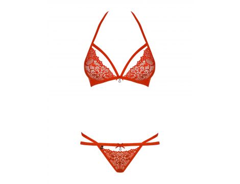 Komplet bielizny erotycznej Obsessive czerwony S/M - 2