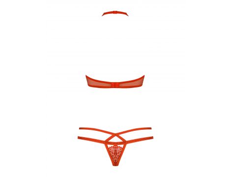 Komplet bielizny erotycznej Obsessive czerwony S/M - 4