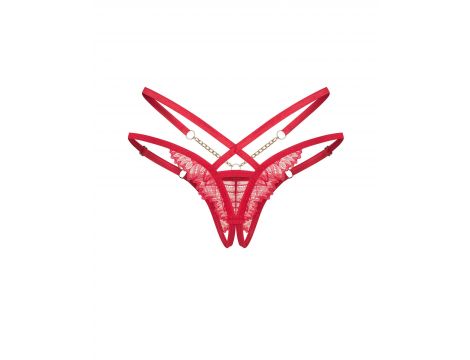 Koronkowe stringi otwarte Matildea Obsessive czerwone 2XL/3XL - 3