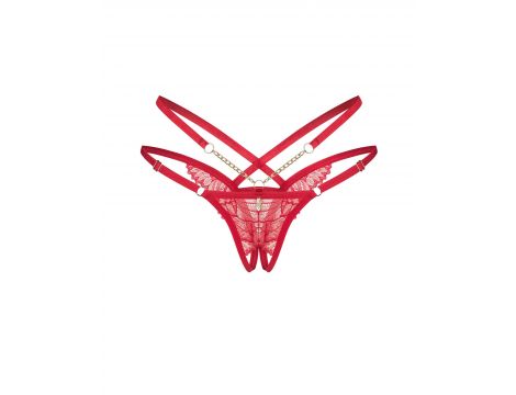 Koronkowe stringi otwarte Matildea Obsessive czerwone 2XL/3XL - 2
