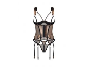 Gorset i otwarte stringi Obsessive Soranna złoty L/XL