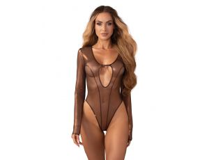 Body Soranna transparentne z długim rękawem złoty Obsessive S/M