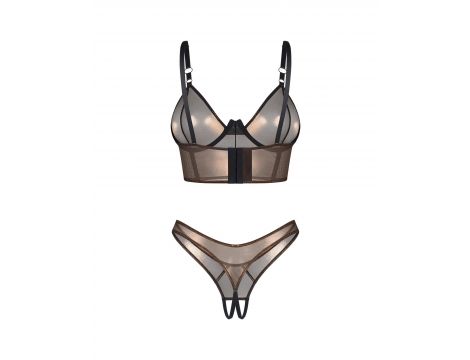 Komplet Obsessive Soranna top i stringi otwarte złoty L/XL - 6