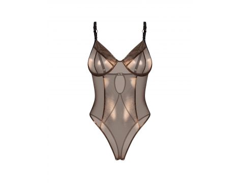 Body erotyczne Obsessive Soranna otwarte złote S/M - 4
