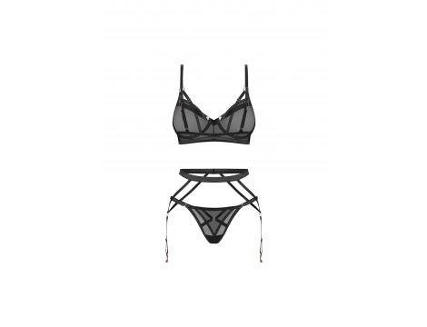 Komplet bielizny erotycznej Euridia Obsessive czarny XL 2XL