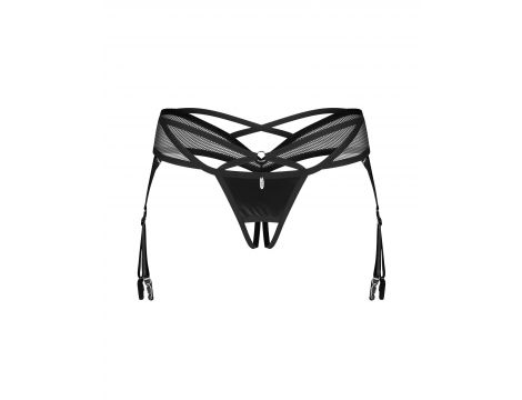 Otwarte stringi Dominna z imitacji skóry i siateczki Obsessive 2XL/3XL - 2