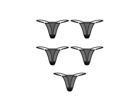 5pak stringów Violami Obsessive transparentnych z cyrkoniami L/XL