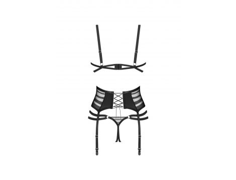 Komplet bielizny erotycznej Obsessive Lune Bellis otwarty czarny XS/S - 11