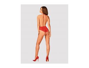 Body z otwartym krokiem Obsessive Dagmarie czerwone XS/S
