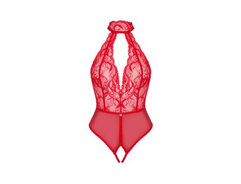 Body z otwartym krokiem Obsessive Dagmarie czerwone XS/S - 5
