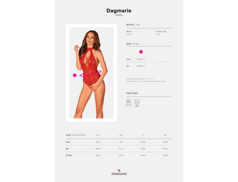 Body z otwartym krokiem Obsessive Dagmarie czerwone XS/S - 3