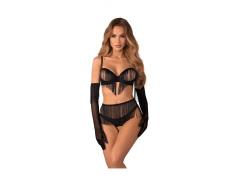 Czarny otwarty komplet 4częściowy Rossay Obsessive S/M