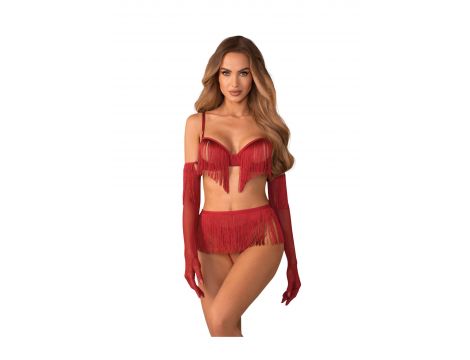 Komplet bielizny erotycznej otwarty Obsessive Rossay Red S/M - 4