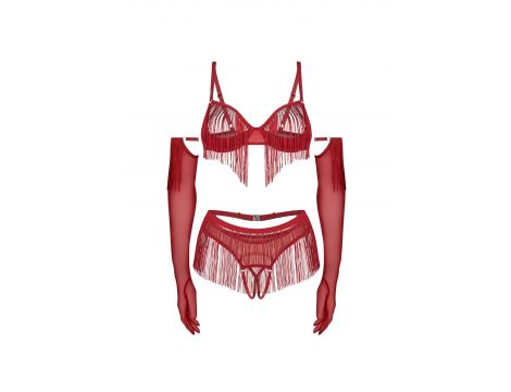 Komplet bielizny erotycznej otwarty Obsessive Rossay Red S/M - 6
