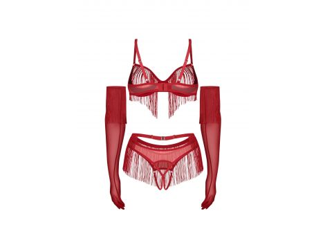Komplet bielizny erotycznej otwarty Obsessive Rossay Red S/M - 5