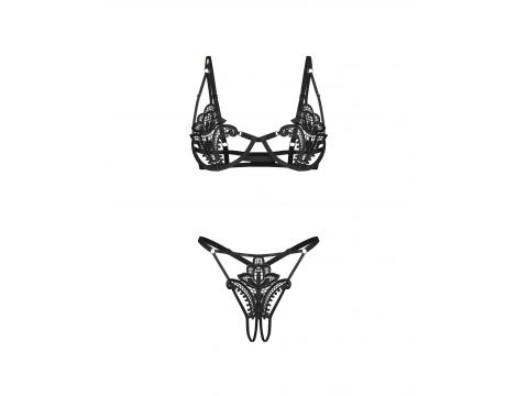 Komplet bielizny erotycznej Luise Sublim Black otwarty L/XL Obsessive - 6