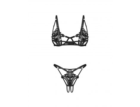 Komplet bielizny erotycznej Luise Sublim Black otwarty L/XL Obsessive - 5