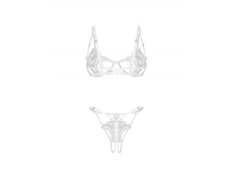 Otwarty komplet bielizny Obsessive Luise Sublim biały S/M - 7