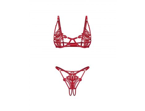 Komplet bielizny Luise Sublim Red otwarty Obsessive L/XL - 6