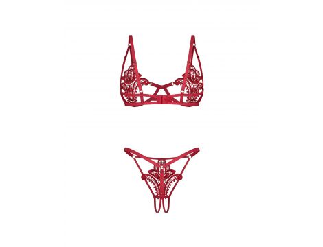 Komplet bielizny Luise Sublim Red otwarty Obsessive L/XL - 8