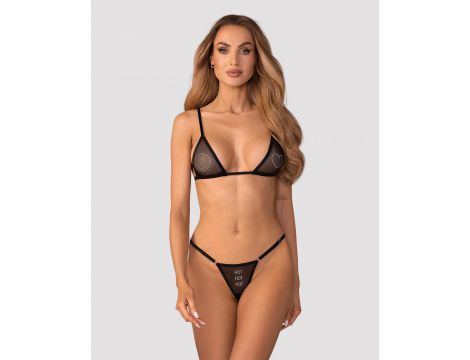 Transparentny czarny komplet bielizny Obsessive Wet Me S/M - 3