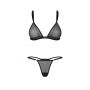 Transparentny czarny komplet bielizny Obsessive Wet Me S/M - 7