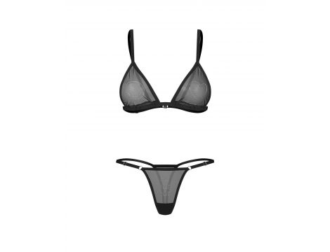 Komplet bielizny erotycznej Wet Me Obsessive transparentny czarny L/XL - 8