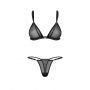 Komplet bielizny erotycznej Wet Me Obsessive transparentny czarny L/XL - 8
