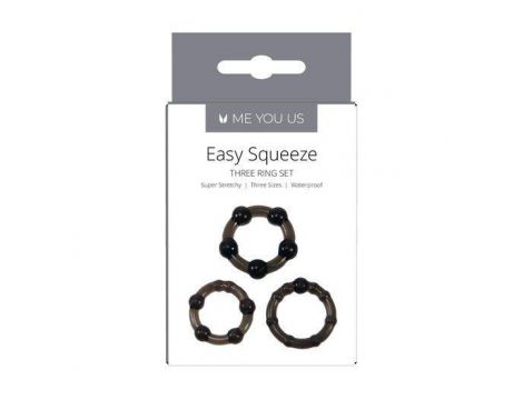 Me You Us Easy Squeeze Cock Ring Set Black