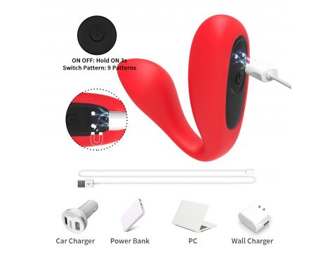 Wibrator Ultrasonic Wave silikonowy czerwony USB - 6
