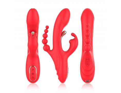 Wibrator króliczek Trident czerwony USB 22 cm