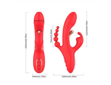 Wibrator króliczek Trident czerwony USB 22 cm - 4