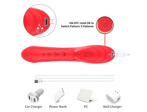 Wibrator króliczek Trident czerwony USB 22 cm - 2