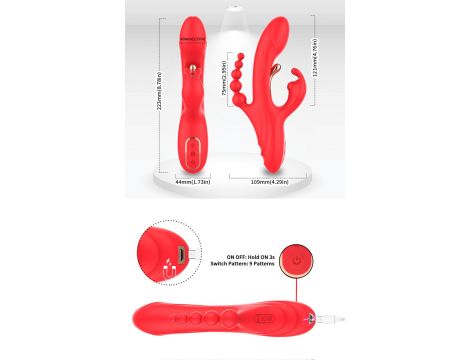 Wibrator króliczek Trident czerwony USB 22 cm - 12